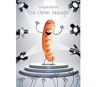 Large A4 Clever Sausage Congratulations Card - Funny Real Googly Eyes Design