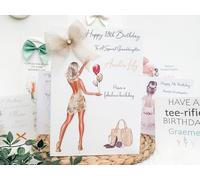 Large A4 Luxury Birthday Card for Her - Personalised, Elegant Design with Organza Bow, 16th, 18th, 21st, 30th, 40th