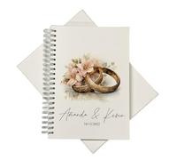 Large A4 Wedding Album Scrapbook Guest Book Boxed With Wedding Rings (Personalised Book and Box)
