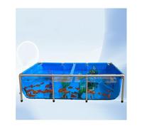 Large Above Ground Fish Ponds Aquarium Pool PVC Canvas Liners with Transparent Window & Steel Frame Wanter Tank for Breeding Koi(120x80x71cm)