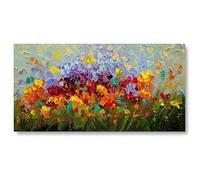 Large Abstract Artwork Painting Colorful Bloom Flower Poster Canvas Wall Art Painting for Living Room Bathroom Home Decorative Pictures 200 x 100 cm (79 x 39 inch) Frameless