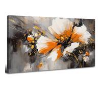 Large Abstract Floral Wall Art Canvas Prints for Living Room Bedroom Burnt Orange Picture Wall Decor Botanical Wildflower Painting Poster Modern Artwork Hallway and Stair Home Decorations 100 x 50CM
