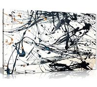 Large Abstract Framed Canvas Wall Art, Ready to Hang Modern Print for Home | Pollock Style Splatter Design, Solid Pine Frame, UV Resistant Inks, Pictures for Living Room Bedroom Office Decor