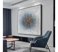 Large Abstract Oil Painting on Canvas with frame Abstract Blue Modern Wall Picture Artwork Home Deco 75x75cm(30x30inch) with Black Frame