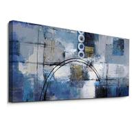 Large Abstract Wall Art Canvas Printing Classic Artwork Big Canvas Paintings Navy Blue Black Wall Art for Bedroom Decor 70x140cm(28x55in) Withframe