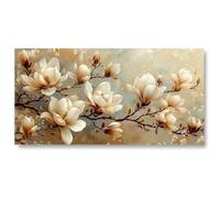 Large Abstract Wall Art Print Picture Beige Bloom Flower Canvas Oil Painting for Living Room Bedroom Wall Art Pictures Home Decoration Poster 200 x 100 cm (79 x 39 inch) Frameless