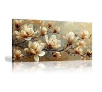 Large Abstract Wall Art Print Picture Beige Bloom Flower Canvas Oil Painting for Living Room Bedroom Wall Art Pictures Home Decoration Poster Ready to Hang 150 x 75 cm (59 x 30 inch)