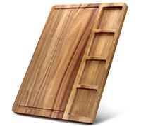 Large Acacia Wood Cutting Board with Containers for Kitchen Simple Charcuterie Board Wooden Serving Cheese Board Meats Platter Dessert Fruit Charcuterie Party Butcher Block Chopping Board
