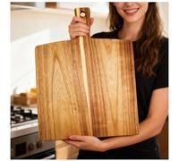 Large Acacia Wood Cutting Board with Handle 17''X13'', Charcuterie Board, Serving Board, Chopping Board for Meat, Cheese, Bread, Vegetables & Fruits (Rectangular)