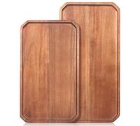 Large Acacia Wood Trays Serving Platters Wooden Charcuterie Boards Decorative Platter for Fruit Food Trays Charcuterie Platter Rectangle Plate Kitchen Counter Tray Cheese Board