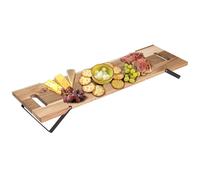 URBNLIVING Large Acacia Wooden Serving Tray with Metal Legs & Handles - 67cm Modern Decorative Platter for Appetizers, Meats, Snacks, Desserts - Rustic Party Centerpiece - Hand Wash Only