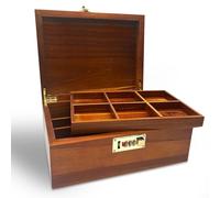 Large Acacia Wooden Storage Box with Hinged Lid and Combination Lock Decorative Boxes with Removable Tray Memory Box Keepsake Chest Stash Boxes Lockable Chest for Jewelry Accessories Treasured Items