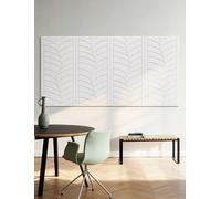 Large Acoustic Decorative Wall Panels, 120x60x0.9cm Self Adhesive Leaf Textured Sound Absorbing Tiles, 4 Pack Peel and Stick Acoustic Panels for Wall, Ceiling, Door, Studio, Room, Home Office, White