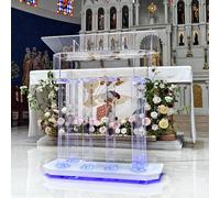 Large Acrylic Clear Podium Stand, Plexiglass Pulpits for Churches with 4 Wheels, Pulpitos para Iglesias with Storage Shelf, Floor-Standing Pulpits Acrylic for Church School (118CM/46.5INCH)