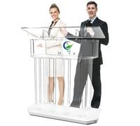 Large Acrylic Clear Podium Stand, Plexiglass Pulpits for Churches with 4 Wheels, Pulpitos Para Iglesias with Storage Shelf, Floor-Standing Pulpits Acrylic for Church School (118CM/46.5INCH Customized)