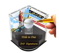 Large Acrylic Golf Ball Display Case: Hole-in-One Golf Ball Display Box with Scorecard/Picture Background Frame & Golf Pencil Holder