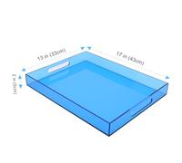 Large Acrylic Serving Tray with Handles, Decorative Coffee Table Tray for Food, Tea, Fruits, Dinner, Snacks, Lunch, Desserts, Drinks - Perfect for Kitchen, Bar, Parties - 17 x 13 Inches