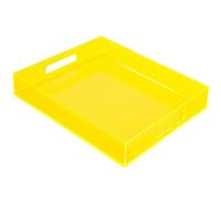 Large Acrylic Tray Ottoman Coffee Table Tray with Handles 17x13'' Decorative Serving Platter for Food Tea Dinner Snack Eating Bar Party, Neon Yellow