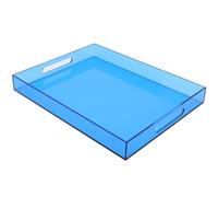 Large Acrylic Tray Ottoman Coffee Table Tray with Handles 17x13'' Decorative Serving Platter for Food Tea Dinner Snack Eating Bar Party, Blue