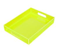 Large Acrylic Tray Ottoman Coffee Table Tray with Handles 17x13'' Decorative Serving Platter for Food Tea Dinner Snack Eating Bar Party, Neon Green