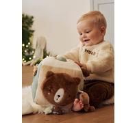 Large Activity Cube in Fabric, Green Forest brown
