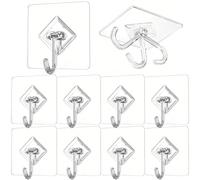 Large Adhesive Hooks, Wreath Hangers for Easter Christmas Halloween Weding Decorations,10-Pack Sticky Hooks, Waterproof Transparent Hook for Hanging,Traceless Clear Wall Hooks for Keys Robe Towel