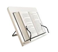 Large Adjustable Wooden Book Stand Hands-Free Page Turning Holder with 5 Angle Settings, Portable Desktop Document(L)