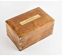 Large adult cremation urn natural wooden memorial casket secure screw lid funeral ashes holder elegant handcrafted burial storage container box (Wood, Wood, BC-Plaque)