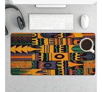 Large African Ethnic Desk Mat 24x12 Inch Waterproof Non-Slip Rubber Desk Pad for Office Home Gaming Remote Work Foldable Portable Mousepad for Keyboard Laptop Desktop Accessories
