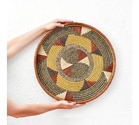 Large African Wall Basket, Ethical Ugandan Decorative Bowl, Handwoven Bowl for Fruit or Storage, Neutral African Home décor (30cm)