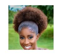 Large Afro Synthetic Puff Drawstring Ponytail 10 Inch Short Kinky Curly Hair Pony tail Hair Extensions with 2 Clips(Dark brown)