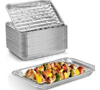 Large Aluminium Foil Barbecue Tray Baking Roasting Tin Food Container Linerfor Baking, Cake, Bread, Cooking, Oven, Roasting, BBQ, Heating, Storing & Food Prepping (10pcs)