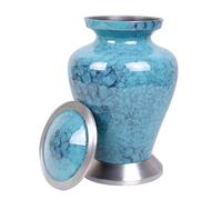 Large Aluminium Funeral Memorial Urn, Adult Cremation Urn for Ashes U.K (Light Blue Cloud)