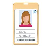 Large Aluminium Metal ID Card Badge Holders by LanyardsTomorrow Vertical Portrait Open Faced Dual Identity Pass Protector Holds Two 7 x 10cm Cards Size 12 x 7.4cm (Gold, Pack of 10)
