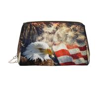 Large American Flag Fire Eagle Printed Cosmetic Bag Portable Cosmetic Storage Bag Suitable for Travel and Business Trips
