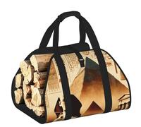 Large Ancient-Egyptian-Civilization-Sphinx Firewood Carrier Bag, 600d Oxford Cloth Log Tote With Reinforced Handles, Open-End Wood Hauling Bag For Fireplace, Wood Stove, Camping And Outdoor Storage