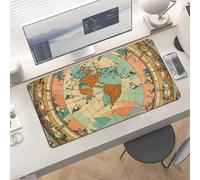 Large Ancient Map World Globe Desk Mat 24x12 Inch Waterproof Non-Slip Rubber Desk Pad for Office Home Gaming Remote Work Foldable Portable Mousepad for Keyboard Laptop Desktop Accessories