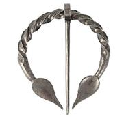 Large Ancient Norse Silver Pewter Viking Shawl Cloak Lapel Pin Penannular Brooch Kilt Scarf CP2
