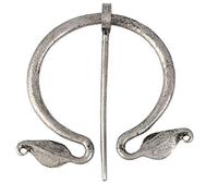 Large Ancient Norse Silver Pewter Viking Shawl Cloak Lapel Pin Penannular Brooch Scarf Kilt CP3