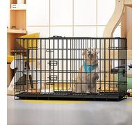 Large and Medium-sized Dog Cage Encryption Bold Angle Steel Folding Dog Cage Dog House Suitable for Balcony Living Room Bedroom (black 70 * 50 * 60cm)