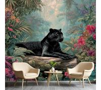 Large Animal Wall Mural 138"W x 101"H Not Peel and Stick Black Leopard Wallpaper 3D Leopard Portrait Wallpaper Not-Self-Adhesive Wild Animal Wall Murals for Bedroom Living Room Sofa Background &o0282