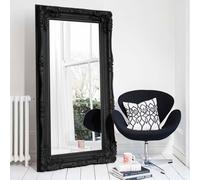 Large Antique Black Ornate Carved French Frame Full Length Leaner Mirror 173 x 87cm Agenzia 14 Black One Size