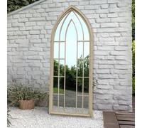 Large Antique Cream Arched Metal Frame Window Garden Wall Mirror 153 x 60cm Agenzia 14 Cream One Size