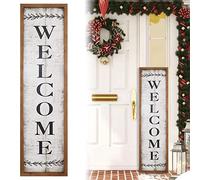 Large Antique Wood Framed Vertical Welcome Sign for Front Door, Porch, Farmhouse Country Welcome Sign Decor, Freestanding or Wall Mount, 36 Inch