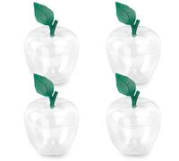 Large Apple Candy Jar 5.9x4.3 Inches, Cookie Container, Plastic Christmas Decor, Bobbing Apple Shaped Xmas Container (4 in White)