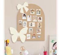 Large Arch Felt Bulletin Board (26.4" x 19.7"), Aesthetic Wall Pin Board with Cute Bow & Butterfly Decor, Self-Adhesive Vision Board for K-pop Photos,Memos&Jewelry Display (Camel2)