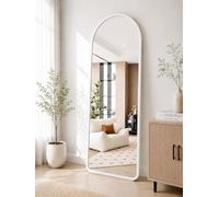 Large Arched Full Length Mirror 165 cm x 60 cm, Aluminium Frame, Wall Mounted or Standing Floor Mirror for Bedroom, Hallway & Living Room - White