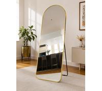 Large Arched Full Length Mirror 165 cm x 60 cm, Aluminium Frame, Wall Mounted or Standing Floor Mirror for Bedroom, Hallway & Living Room - Gold or Black (Gold)