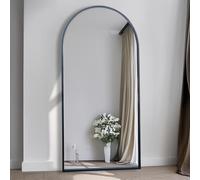 Large Arched Metal Frame Full Length Leaner Wall Mirror 180 x 90cm Agenzia 14 Black One Size