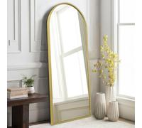 Large Arched Wall Mirror for Bathroom Modern Silver Metal Frame Full-Length Mirror for Bedroom & Living Room Decor 120 x 40 cm Stylish Slanted Design Elegant Home Accessory